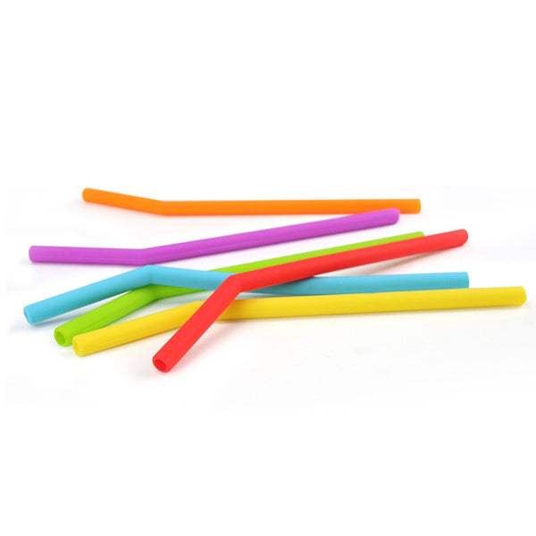  12 Pack Silicone Reusable Straws, 6 Bend + 6 Straight