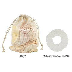 Reusable Makeup Remover Pads - Bamboo Cotton - 12 Pieces