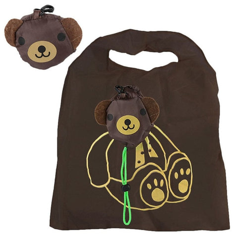 Cute Animals Reusable Grocery Shopping Bags (Fits In Pocket, Heavy Duty, Washable, and Lightweight)