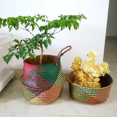 Natural Seagrass Basket - Laundry Basket, Flower Basket, Vase, Home Decor