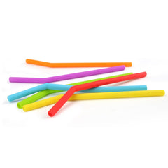 EcoXCulture - Reusable Silicone Bent Straw Kit, 6 Bent Straws and Cleaning Brush