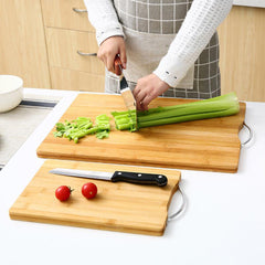 Bamboo Cutting Board w/ Handle - Non-Slip - 3 Sizes to Choose From (1-Piece)