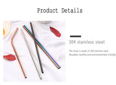 EcoXCulture's Reusable Bent Stainless Steel Straws Kit with Cleaner Brush