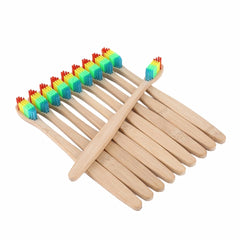 EcoXCulture Rainbow Bamboo Toothbrush - Soft Bristle, Teeth Whitening Mechanism