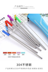 Reusable Stainless Steel Straws With Colorful Silicone Tips (Bent and Straight) [W/ Cleaning Brush]