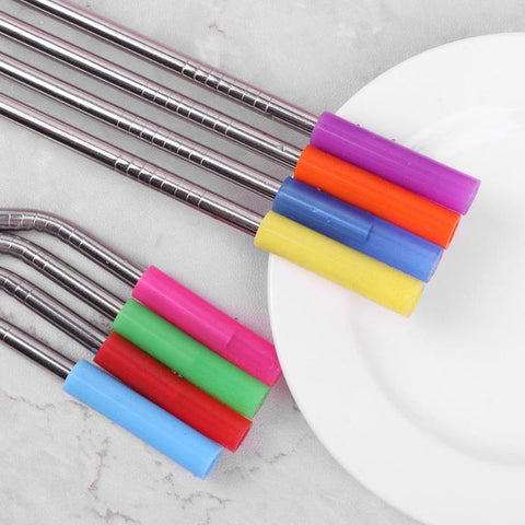 Silicone Straw Tips Anti-Teeth Collision Fits 1/4 inch Wide Stainless Steel Straws (Colors May Vary)