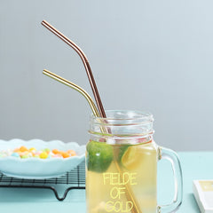 EcoXCulture's Reusable Bent Stainless Steel Straws Kit with Cleaner Brush