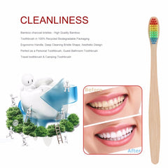 EcoXCulture Rainbow Bamboo Toothbrush - Soft Bristle, Teeth Whitening Mechanism