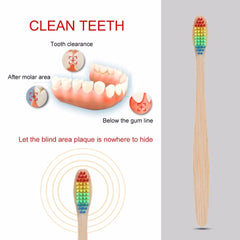 EcoXCulture Rainbow Bamboo Toothbrush - Soft Bristle, Teeth Whitening Mechanism