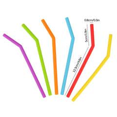 EcoXCulture - Reusable Silicone Bent Straw Kit, 6 Bent Straws and Cleaning Brush