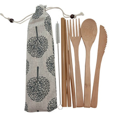 Bamboo Cutlery Set Portable Utensils Reusable Kit